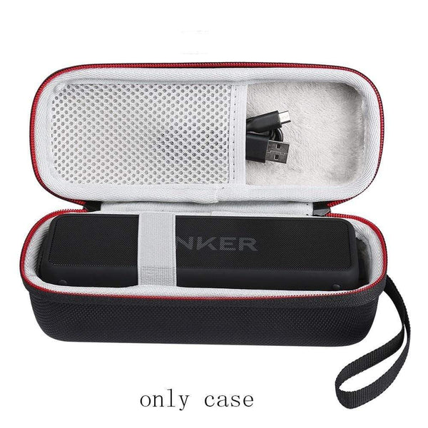 Planet Gates Portable Wireless Bluetooth EVA Speaker Case For Anker SoundCore 2 With Mesh Dual Pocket Audio Cable Carrying Travel Bag-Black