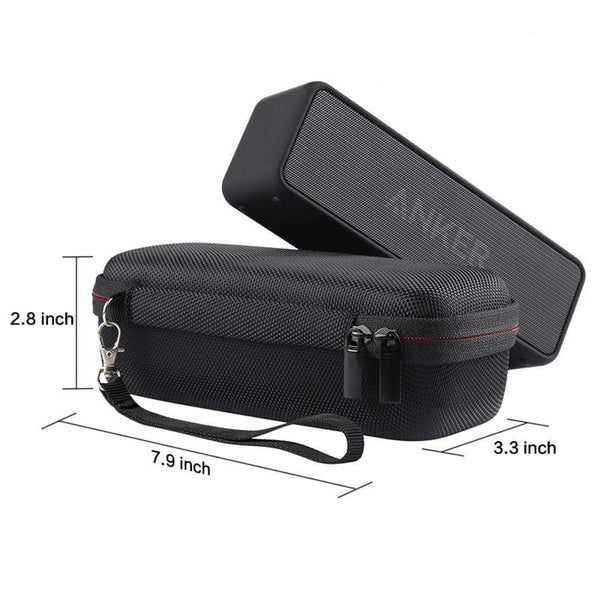 Planet Gates Portable Wireless Bluetooth EVA Speaker Case For Anker SoundCore 2 With Mesh Dual Pocket Audio Cable Carrying Travel Bag-Black