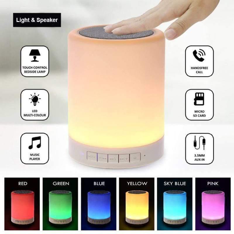 Planet Gates Portable Wireless Bluetooth Speaker Mini Player Touch Pat Light Colorful LED Night Light Bedside Table Lamp For Better Sleeps