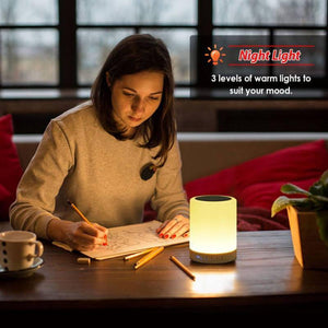 Planet Gates Portable Wireless Bluetooth Speaker Mini Player Touch Pat Light Colorful LED Night Light Bedside Table Lamp For Better Sleeps