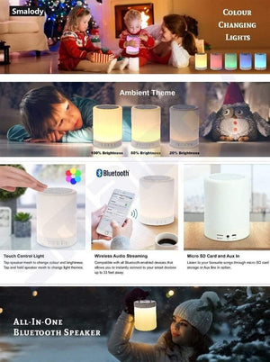 Planet Gates Portable Wireless Bluetooth Speaker Mini Player Touch Pat Light Colorful LED Night Light Bedside Table Lamp For Better Sleeps
