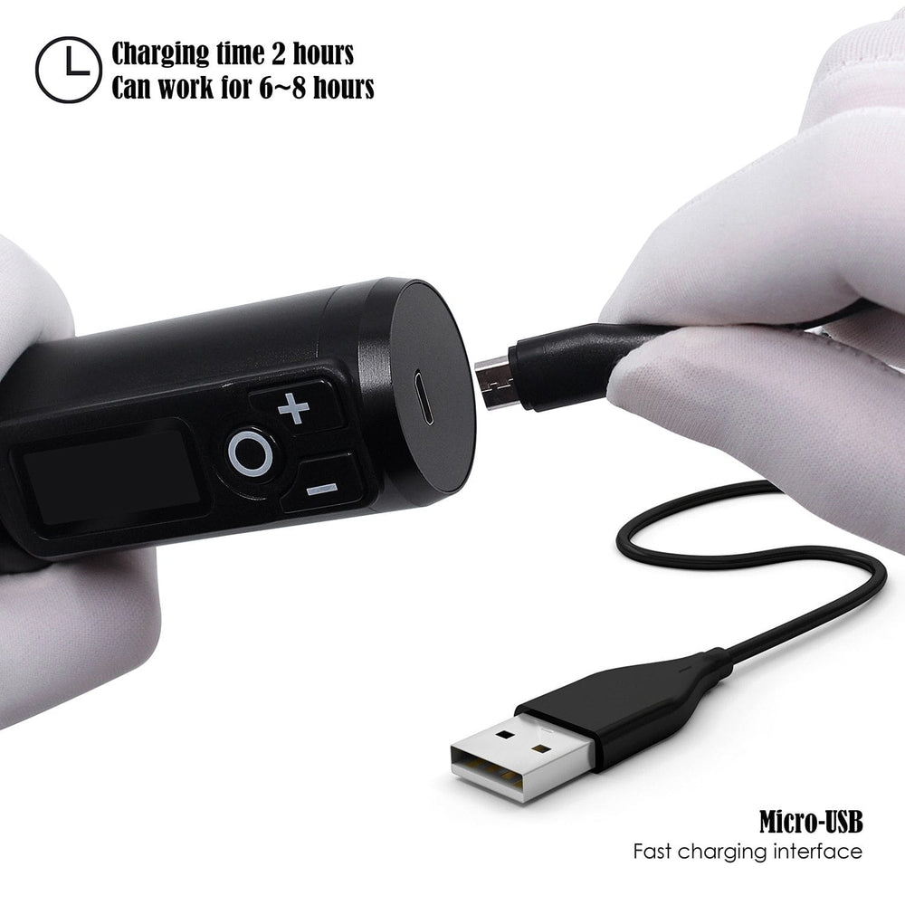 Planet Gates Portable Wireless Tattoo Machine German Motor Low Vibration Rotary Tattoo Pen with Replaceable Battery for Permanent Makeup