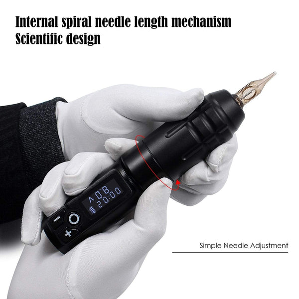 Planet Gates Portable Wireless Tattoo Machine German Motor Low Vibration Rotary Tattoo Pen with Replaceable Battery for Permanent Makeup