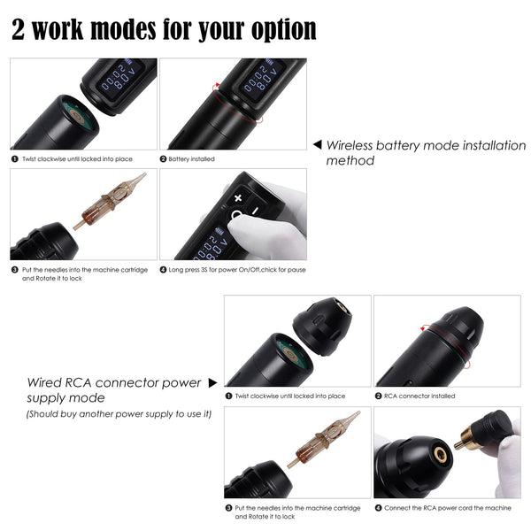 Planet Gates Portable Wireless Tattoo Machine German Motor Low Vibration Rotary Tattoo Pen with Replaceable Battery for Permanent Makeup