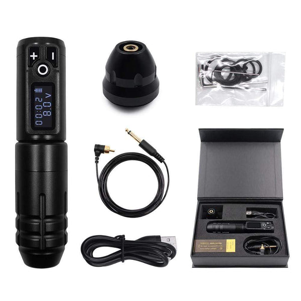 Planet Gates Portable Wireless Tattoo Machine German Motor Low Vibration Rotary Tattoo Pen with Replaceable Battery for Permanent Makeup