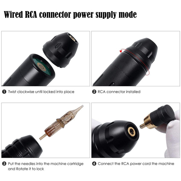 Planet Gates Portable Wireless Tattoo Machine German Motor Low Vibration Rotary Tattoo Pen with Replaceable Battery for Permanent Makeup