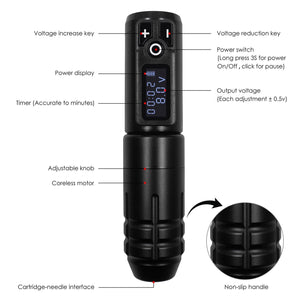Planet Gates Portable Wireless Tattoo Machine German Motor Low Vibration Rotary Tattoo Pen with Replaceable Battery for Permanent Makeup