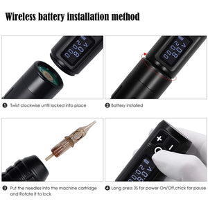 Planet Gates Portable Wireless Tattoo Machine German Motor Low Vibration Rotary Tattoo Pen with Replaceable Battery for Permanent Makeup