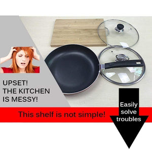 Pot Lid Rack Pan&Cutting Board Holder Stand Kitchen Organizer Dual Racks Chopping Board Shelf Stainless Steel Shelf Pan Rack