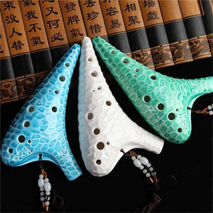 Planet Gates Pottery Ocarina Flute 12 Holes AC Alto C Wave Crack Pattern Professional Woodwind Musical Instrument
