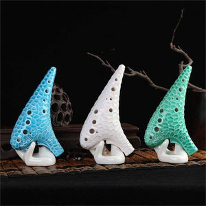 Planet Gates Pottery Ocarina Flute 12 Holes AC Alto C Wave Crack Pattern Professional Woodwind Musical Instrument