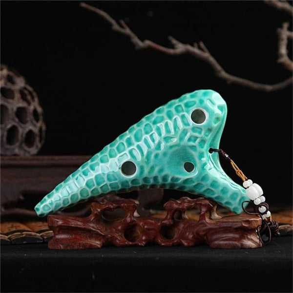 Planet Gates Pottery Ocarina Flute 12 Holes AC Alto C Wave Crack Pattern Professional Woodwind Musical Instrument