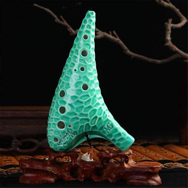 Planet Gates Pottery Ocarina Flute 12 Holes AC Alto C Wave Crack Pattern Professional Woodwind Musical Instrument