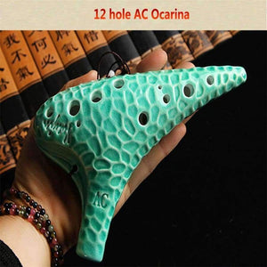 Planet Gates Pottery Ocarina Flute 12 Holes AC Alto C Wave Crack Pattern Professional Woodwind Musical Instrument
