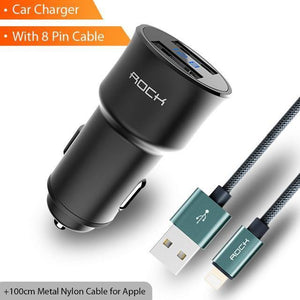 Planet Gates Power Set For iPhone ROCK H2 Dual USB Car Charger Digital LED Display 5V 3.4A Phone Car-charger Fast Charging Voltage Monitoring For iPhone Samsung