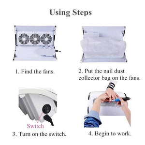 Planet Gates Powerful Nail Dust Suction Collector with 3 Fan Vacuum Cleaner Manicure Tools with 2 Dust Collecting Bags
