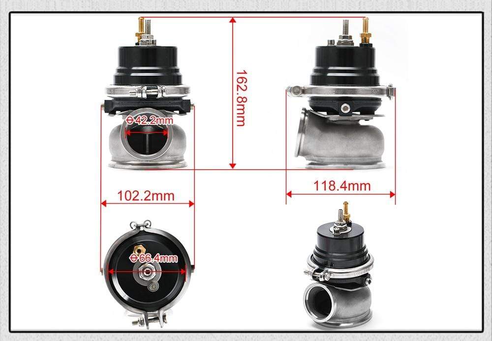 Planet Gates PQY - 60mm Wastegate Turbo External Kit With V-band Flange & Clamp Universal Turbo External Waste Gate For Turbo Manifold 5891BK
