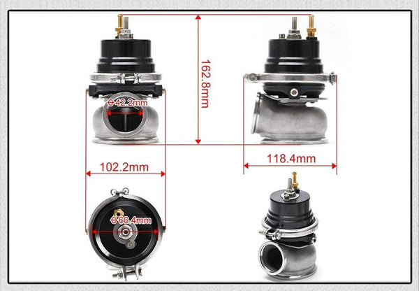 Planet Gates PQY - 60mm Wastegate Turbo External Kit With V-band Flange & Clamp Universal Turbo External Waste Gate For Turbo Manifold 5891BK
