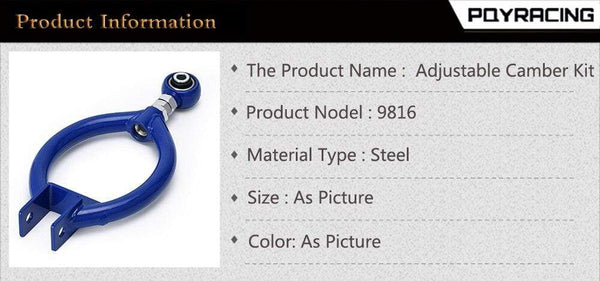 Planet Gates PQY - Adjustable Rear Upper Arm Camber Kit Suspension Bar For 89-00 Nissan 240SX S13 PQY9816