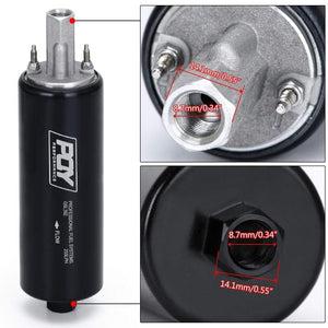 Planet Gates PQY - Black Universal High Flow & Fuel Pump GSL392 Pressure External Inline 255LPH with/without PQY logo PQY-FPB005