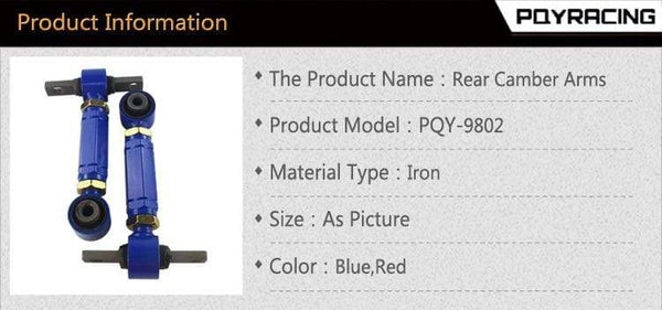 Planet Gates PQY - REAR ADJ.C ARM FOR HONDA CIVIC 92-00 INTEGRA EG REAR ADJUSTABLE CAMBER ARMS KIT PQY9802