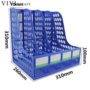 Planet Gates Practical Plastic Desk Folder 4 Grids Blue Magazine File Desk Organizer School Office Supplies Document Storage Box