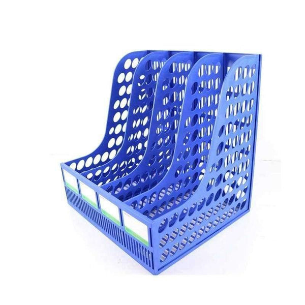 Planet Gates Practical Plastic Desk Folder 4 Grids Blue Magazine File Desk Organizer School Office Supplies Document Storage Box