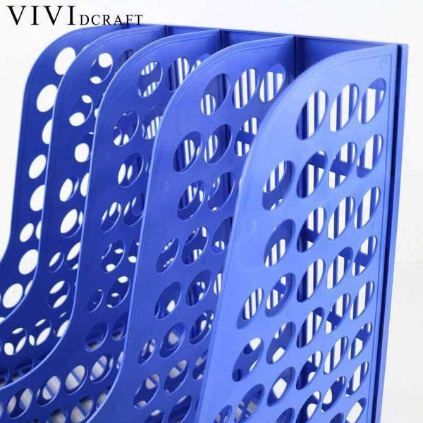 Planet Gates Practical Plastic Desk Folder 4 Grids Blue Magazine File Desk Organizer School Office Supplies Document Storage Box
