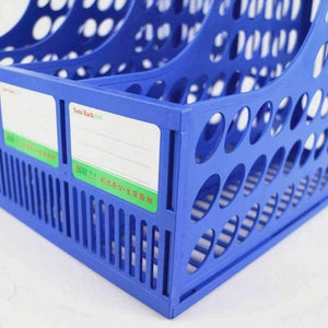 Planet Gates Practical Plastic Desk Folder 4 Grids Blue Magazine File Desk Organizer School Office Supplies Document Storage Box