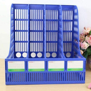Planet Gates Practical Plastic Desk Folder 4 Grids Blue Magazine File Desk Organizer School Office Supplies Document Storage Box