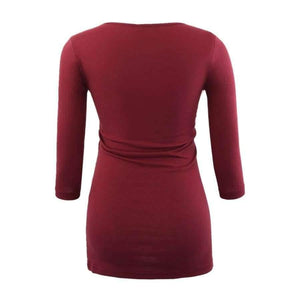 Planet Gates Pregnant Blouse Maternity Clothes Side Ruched 3 Quarter Sleeve Maternity Scoop Neck Jersey Top Pregnancy Clothes for Women Tops