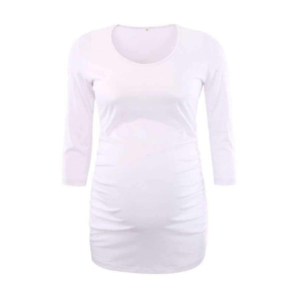 Planet Gates Pregnant Blouse Maternity Clothes Side Ruched 3 Quarter Sleeve Maternity Scoop Neck Jersey Top Pregnancy Clothes for Women Tops