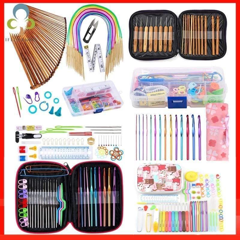 Planet Gates Premium Crochet Hooks Set With Case 14 Styles Knitting Needles Kit DIY Arts Craft Scissors Stitch Markers Sewing Tools ZXH