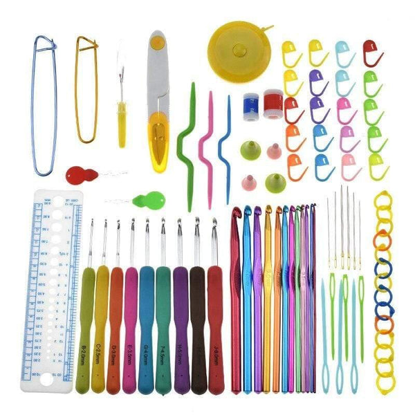 Planet Gates Premium Crochet Hooks Set With Case 14 Styles Knitting Needles Kit DIY Arts Craft Scissors Stitch Markers Sewing Tools ZXH