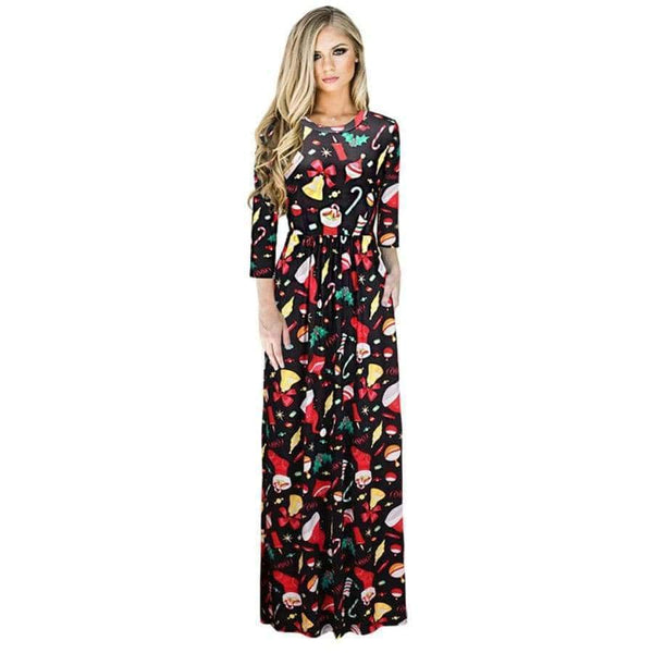 Planet Gates Print Christmas Fashion Vestidos Party Dress Women Harajuku Boho Long Maxi Dresses Clothes Vestido De Festa Robe Femme O-Neck