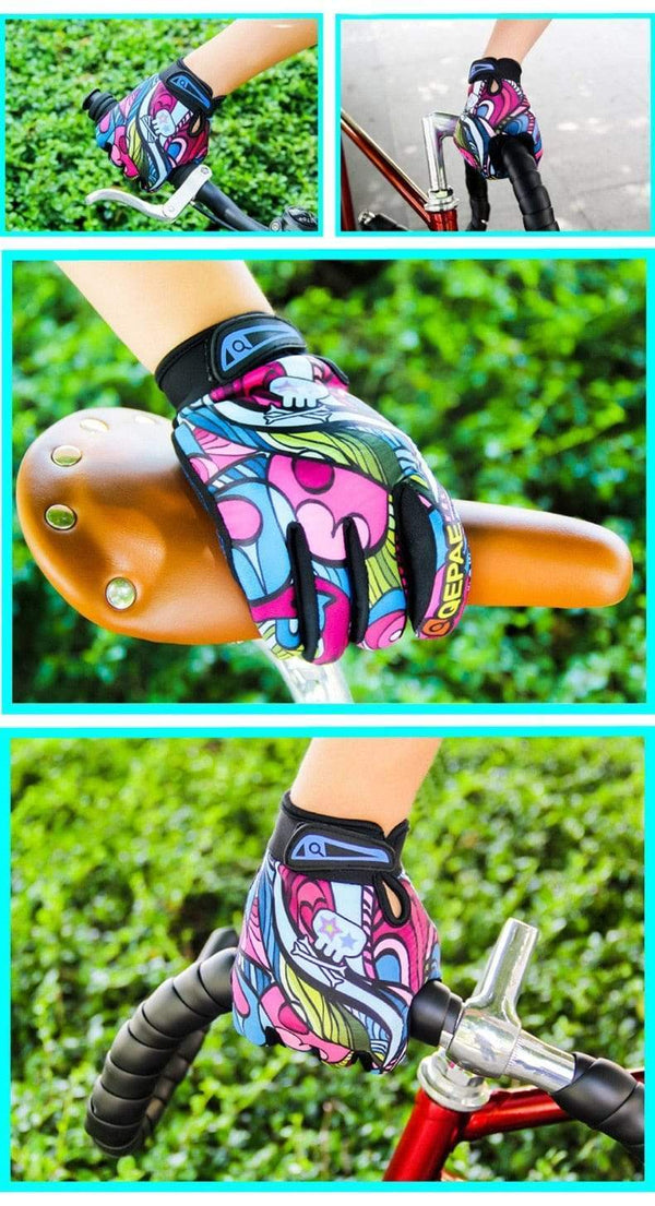 Planet Gates Print Cycling Gloves Bike Bicycle Sports Full Finger  Hiking Gloves Mesh GEL Winter Gloves Women