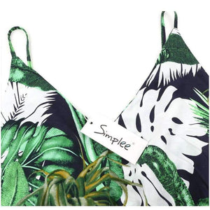 Planet Gates Print / S Ruffle Leaf print sexy jumpsuit Boho green rompers women jumpsuit 2018 Elegant chiffon summer jumpsuit