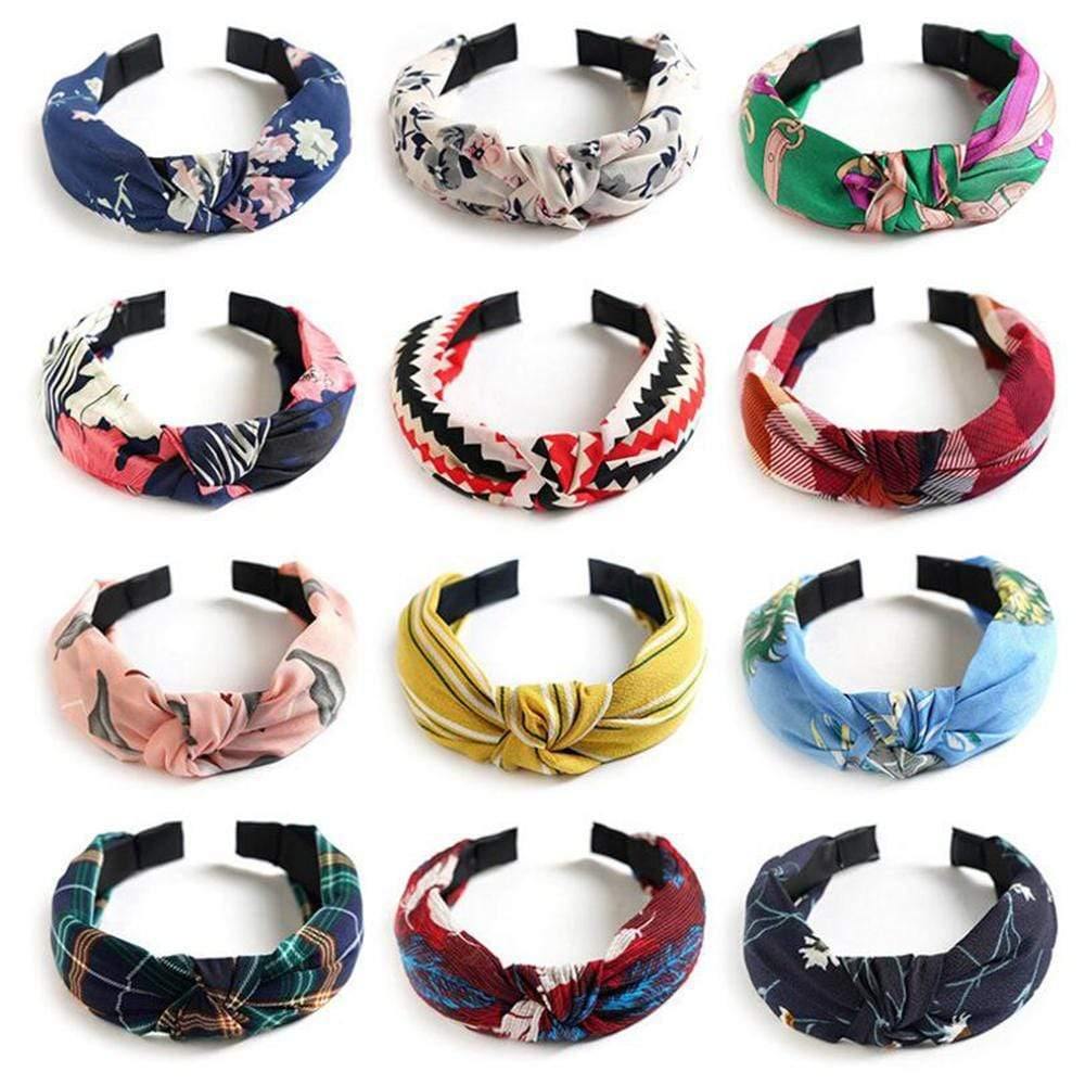 Printed Scrunchies Turban Top Knotted Elastic Hairband Hair Accessories For Girls No Slip Stay Head Band Hair Band For Women