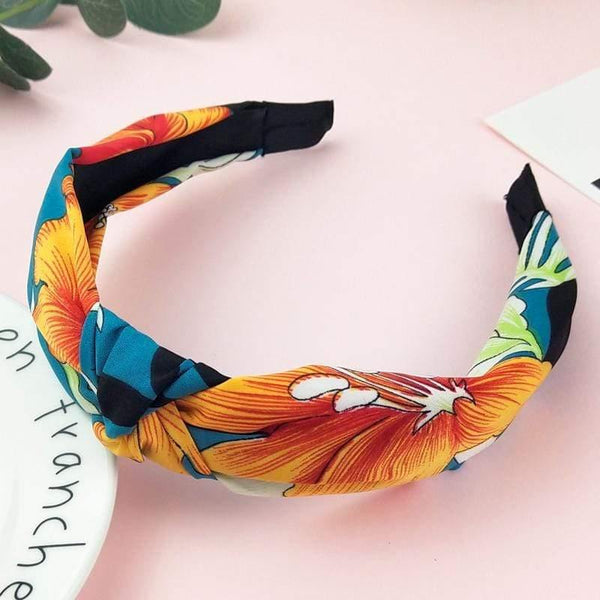 Printed Scrunchies Turban Top Knotted Elastic Hairband Hair Accessories For Girls No Slip Stay Head Band Hair Band For Women