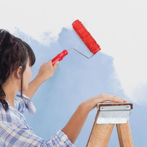 Printing Pattern Rubber Roller with Handle for Wall Decoration Paint Walls Embossing Roller Graining Painting Accessories