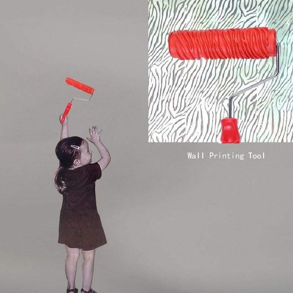 Printing Pattern Rubber Roller with Handle for Wall Decoration Paint Walls Embossing Roller Graining Painting Accessories