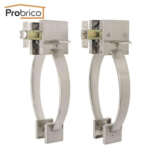 Planet Gates Probrico Square Lockset Handlesets Fress of Key Bed And Bathroom Front Door Garage Lock Arch Grip Handle Nickel Gate Hardware