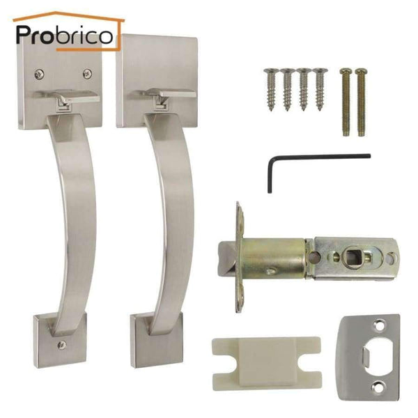 Planet Gates Probrico Square Lockset Handlesets Fress of Key Bed And Bathroom Front Door Garage Lock Arch Grip Handle Nickel Gate Hardware