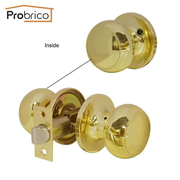 Planet Gates Probrico Stainless Steel Passage Keyless Round Door Locks Polished Golden Brass Door Knob /Door Handle Locker Home Hardware