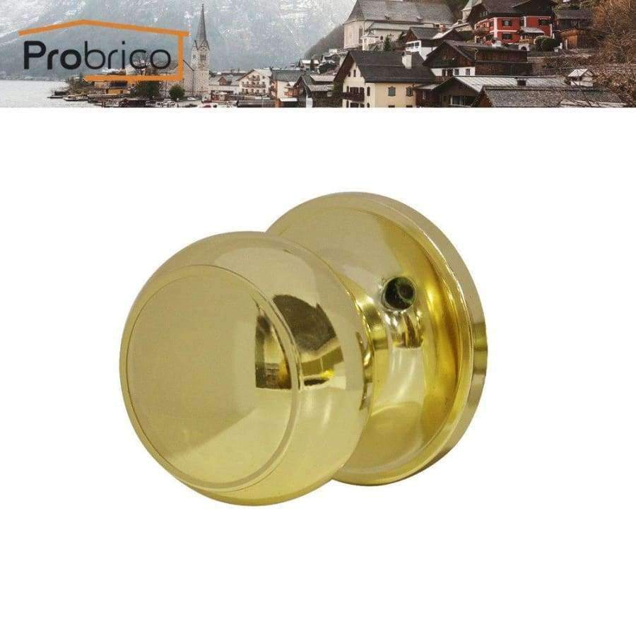 Probrico Stainless Steel Passage Keyless Round Door Locks Polished Golden Brass Door Knob Door 6155