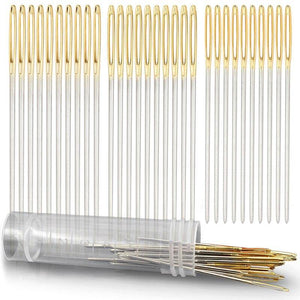 Planet Gates Profession Leather Sewing Needle For Embroidery Stitching Supplies Crafts Pin, Round Blunt Head Big Eye Storage Bottle Needles