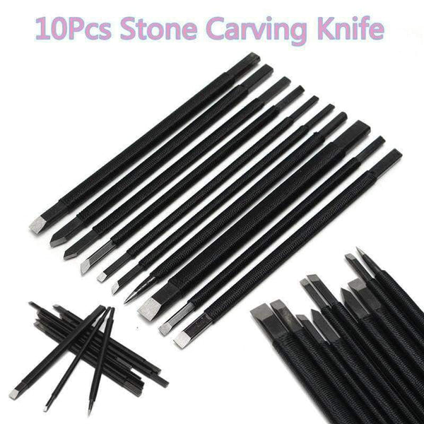 Planet Gates Professional 10pc/set Black Nylon And Steel Chisel Set Stone Carving Knife Artist Woodworker Hand Tools For Shoushan Stones