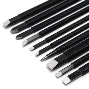 Planet Gates Professional 10pc/set Black Nylon And Steel Chisel Set Stone Carving Knife Artist Woodworker Hand Tools For Shoushan Stones