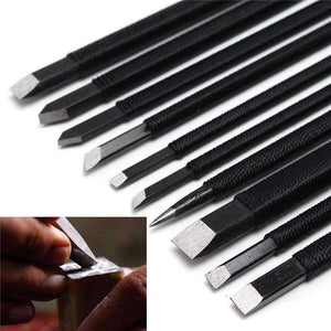 Professional 10pc/set Black Nylon And Steel Chisel Set Stone Carving Knife Artist Woodworker Hand Tools For Shoushan Stones
