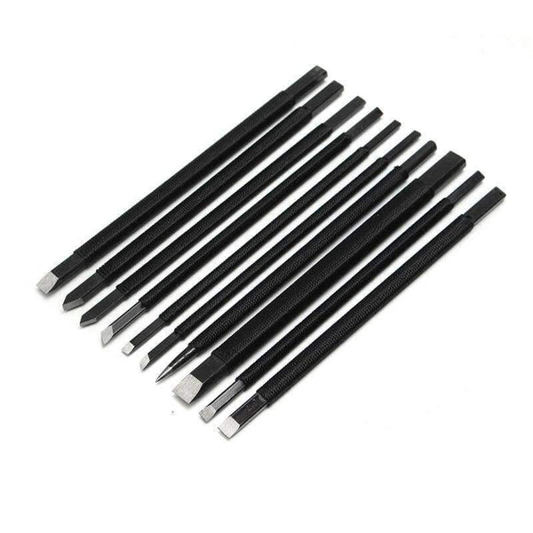 Professional 10pc/set Black Nylon And Steel Chisel Set Stone Carving Knife Artist Woodworker Hand Tools For Shoushan Stones